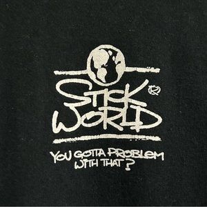 90’s Vintage Single Stitch Stick World Brat Girl Tee Shirt Double Sided Graphics